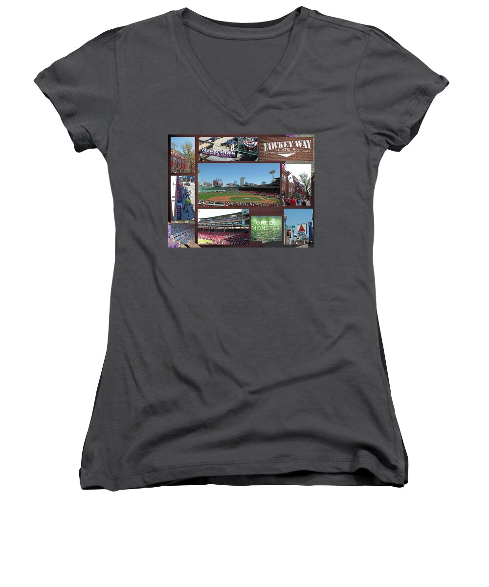 Fenway Women's V-Neck featuring the photograph Baseball Collage by Barbara McDevitt
