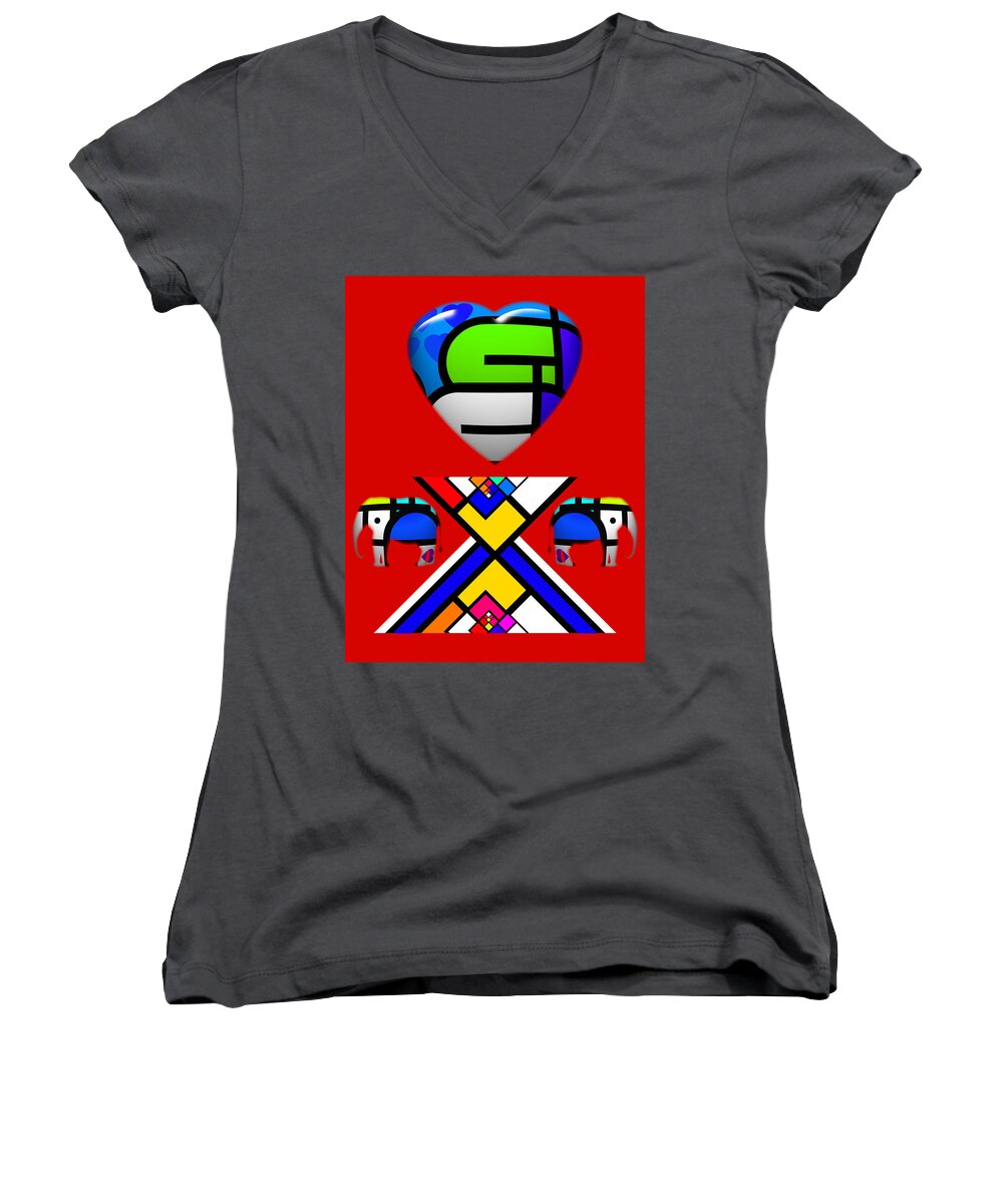 House Women's V-Neck featuring the painting Bauhaus by Charles Stuart