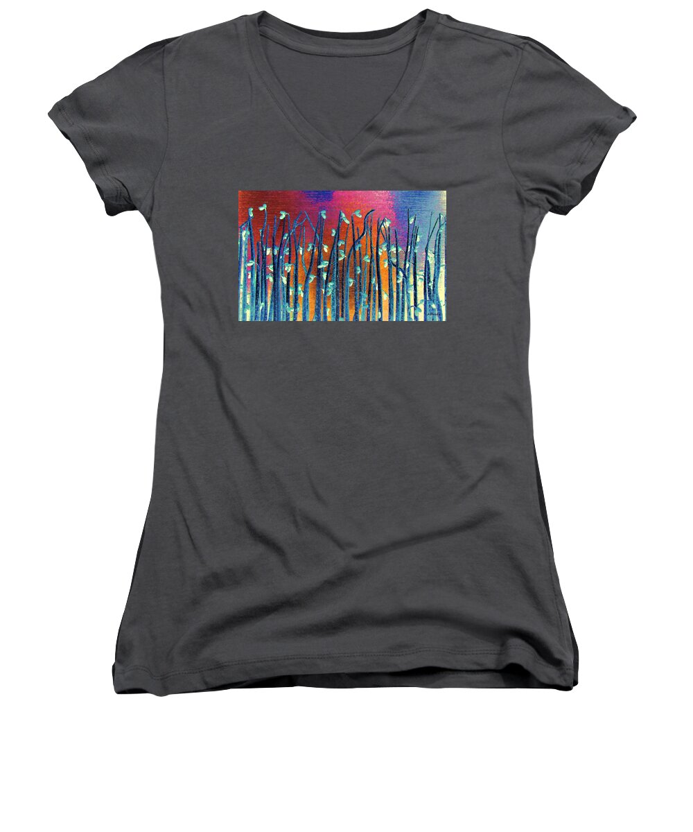 Beautiful Women's V-Neck featuring the digital art Beautiful Weeds on Venus by Alec Drake