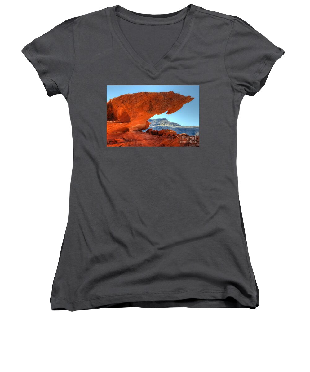 Little Finland Women's V-Neck featuring the photograph Beauty Of Sandstone Little Finland by Bob Christopher