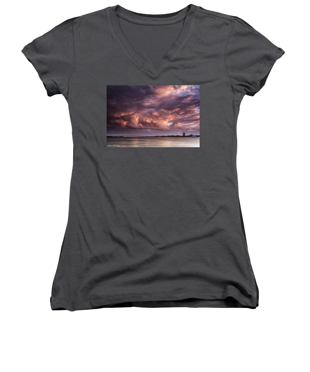 Clouds Women's V-Neck featuring the photograph Billowing Clouds by Fran Gallogly