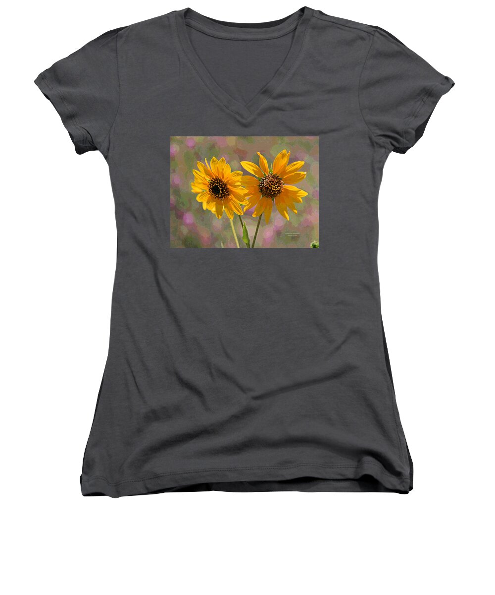  Women's V-Neck featuring the photograph Black-eyed Susan by Matalyn Gardner