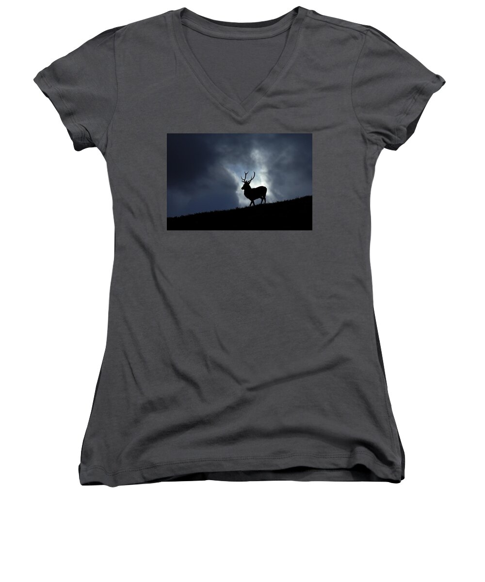 Stag Women's V-Neck featuring the photograph Blue horizon by Gavin Macrae