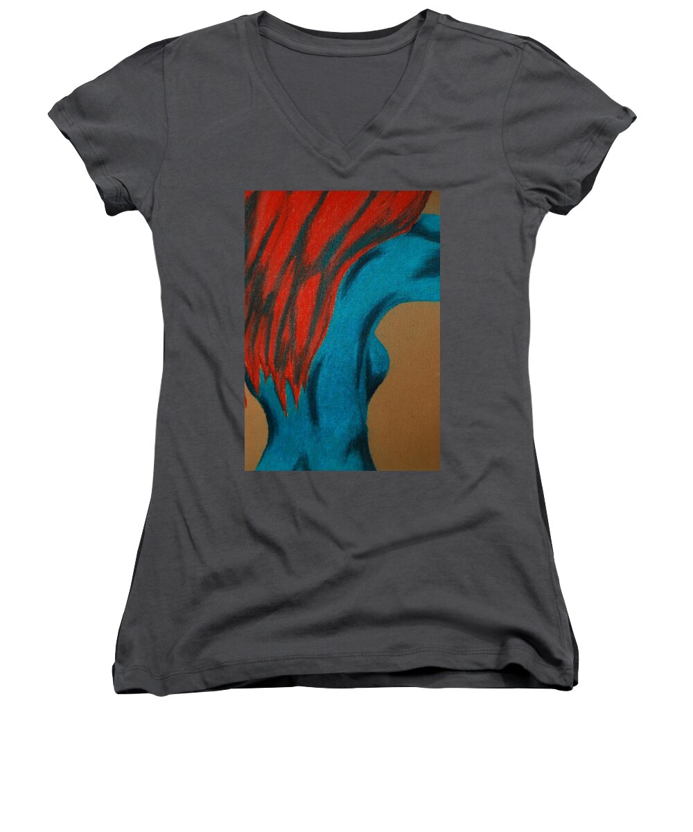 Lady Women's V-Neck featuring the photograph Blue Lady by Angela Murray