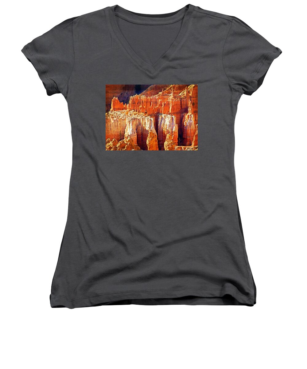 Bryce Canyon Women's V-Neck featuring the photograph Brilliant Bryce by Marty Koch