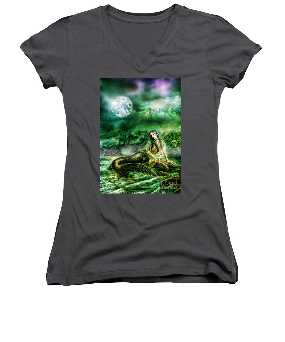 Calling Women's V-Neck featuring the digital art Calling by Mo T