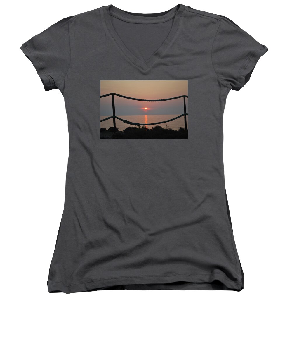Calm Sunset Women's V-Neck featuring the photograph Calm Sunset 1 by George Katechis