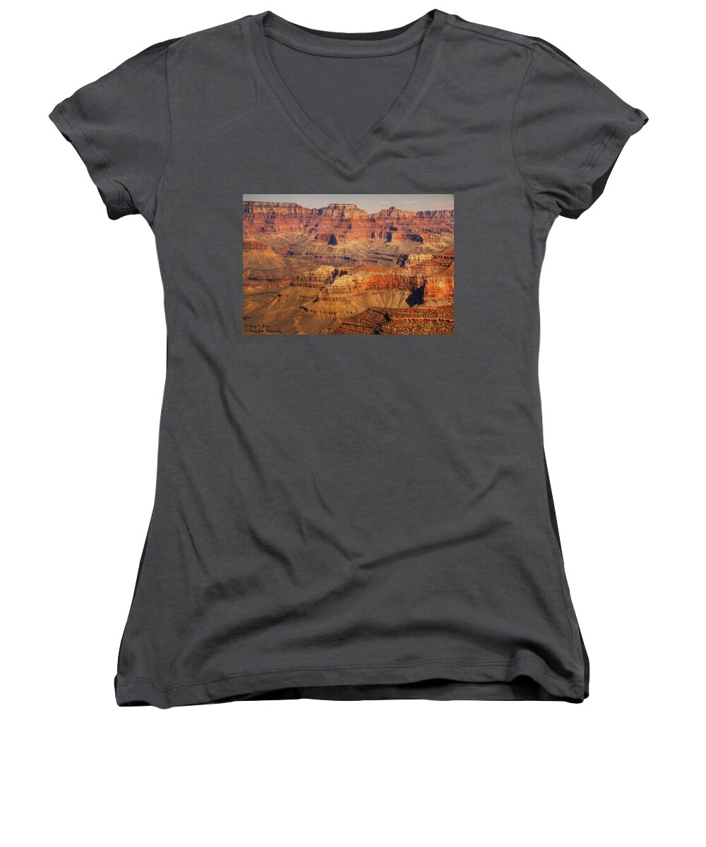 Grand Canyon Women's V-Neck featuring the photograph Canyon Grandeur 2 by Hany J