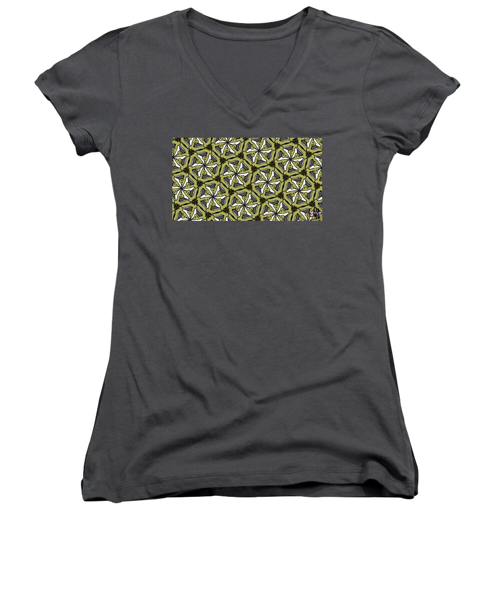 Cat / Shoe / Rose #2 Women's V-Neck featuring the photograph Cat /Shoe /Rose #2 by Elizabeth McTaggart