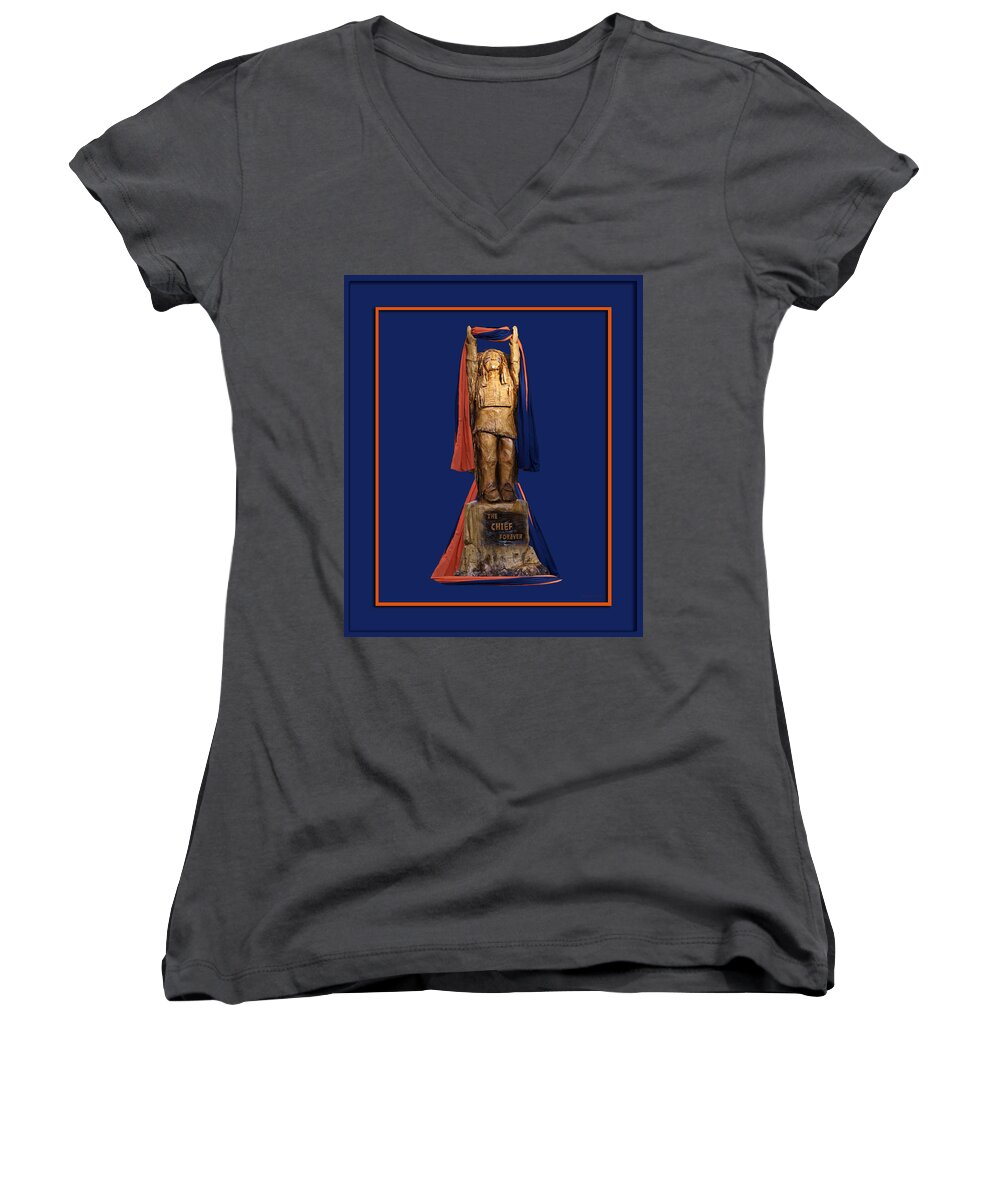 Il Women's V-Neck featuring the photograph Chief Illiniwek University of Illinois 05 by Thomas Woolworth