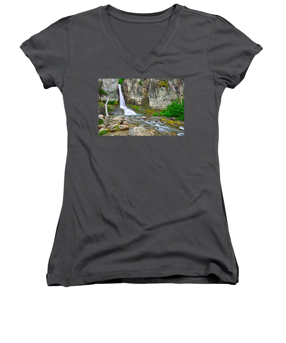 Waterfall Women's V-Neck featuring the photograph Chorrillo del Salto by Tony Beck
