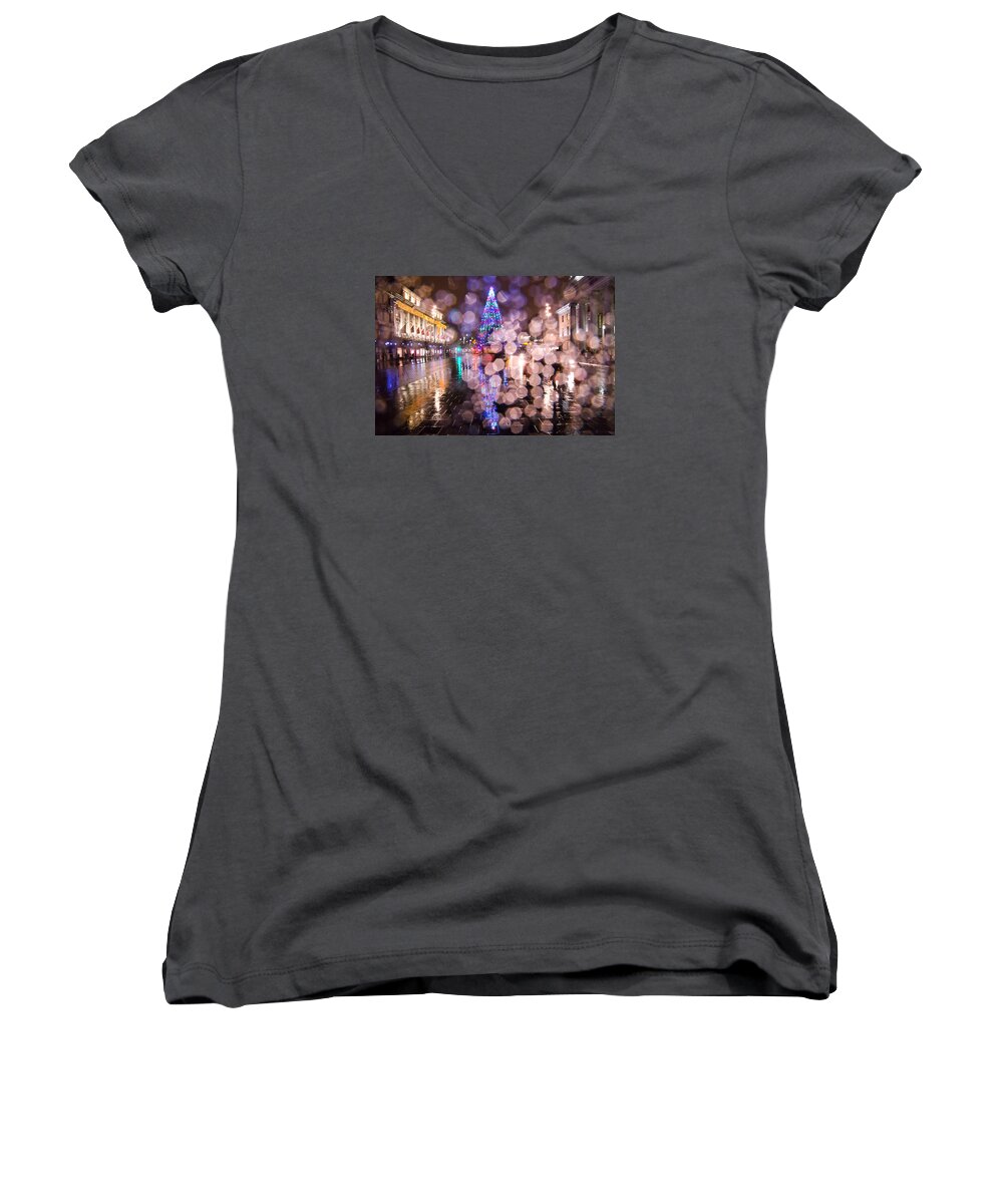 Christmas Women's V-Neck featuring the photograph Christmas Tree by Alex Art