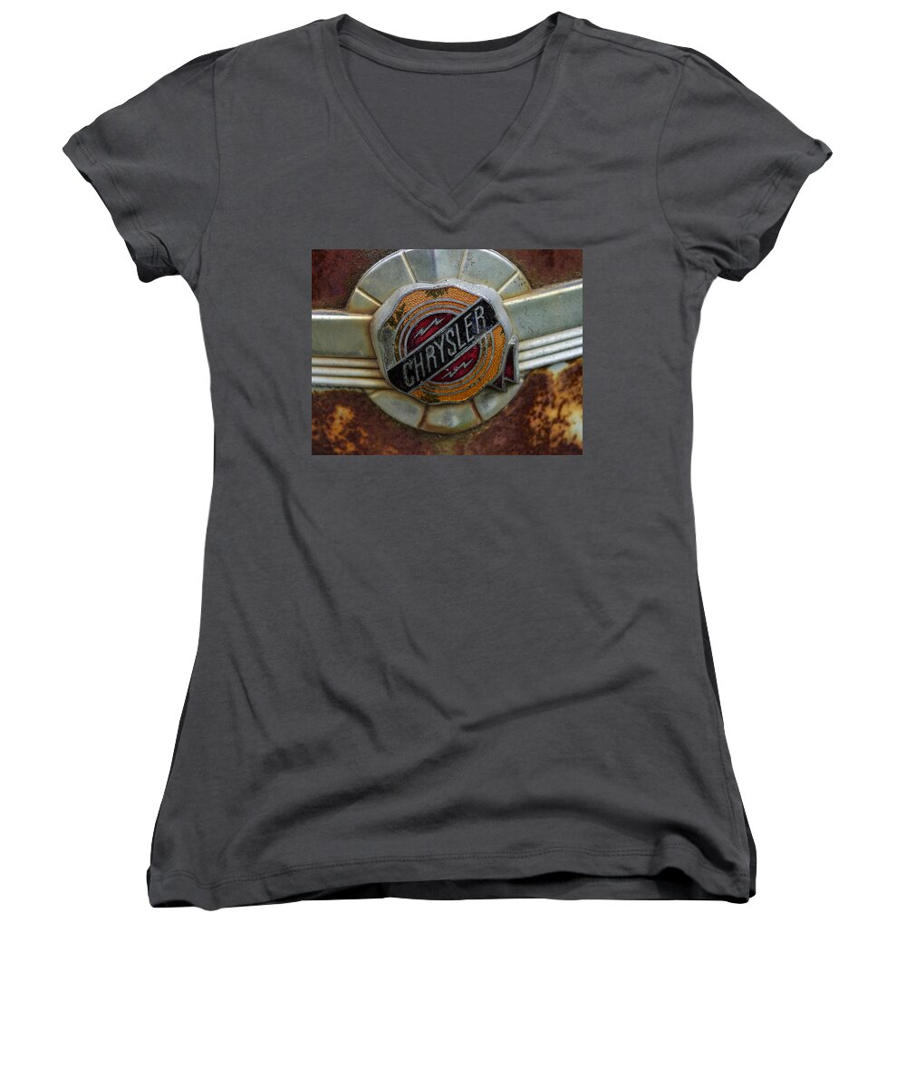 Car Women's V-Neck featuring the photograph Chrysler by Jean Noren