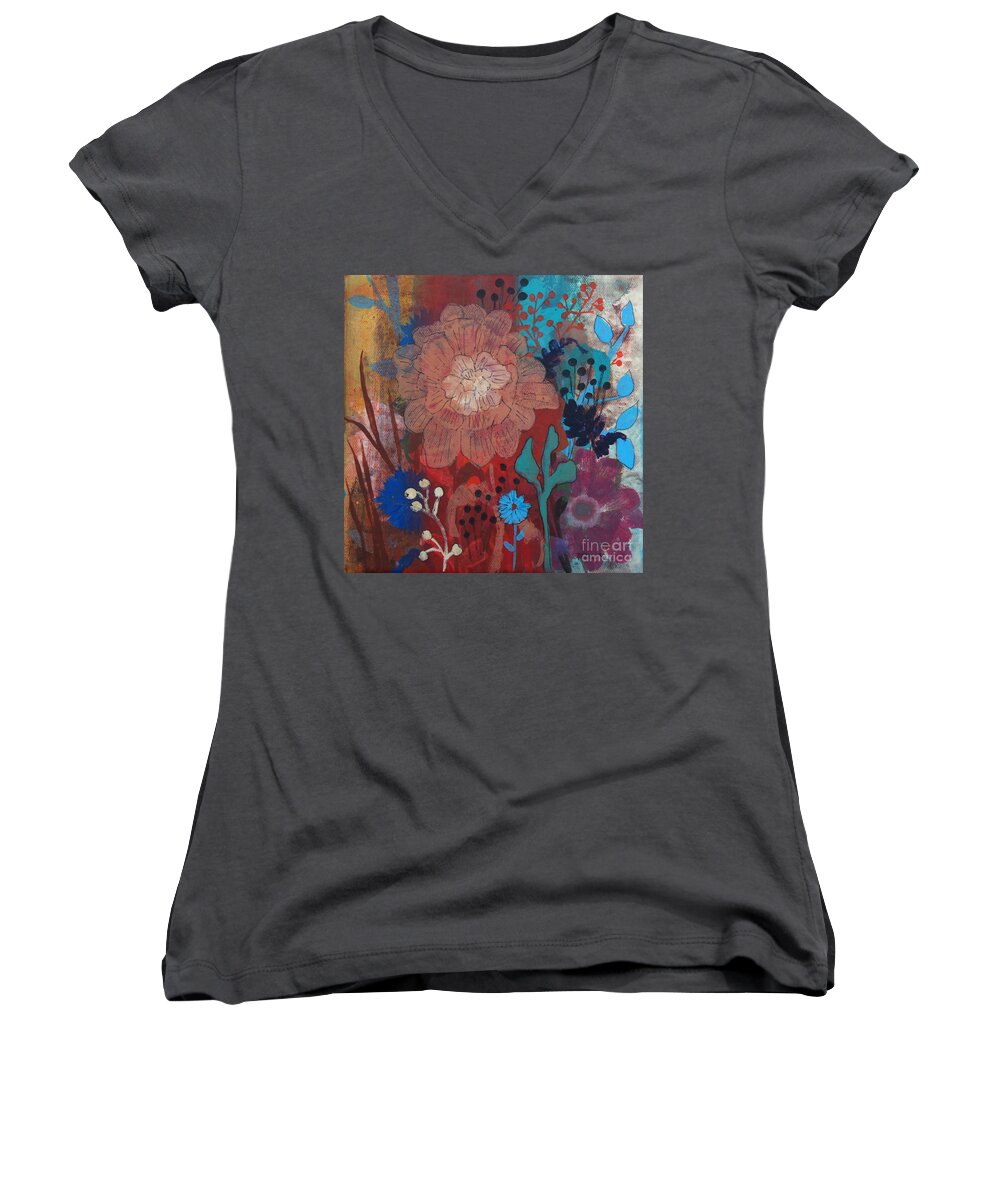 Floral Women's V-Neck featuring the painting Clarity by Robin Pedrero