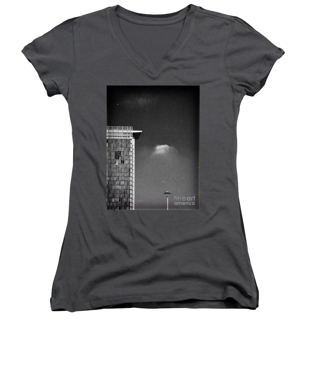 Architecture Women's V-Neck featuring the photograph Cloud lamp building by Silvia Ganora