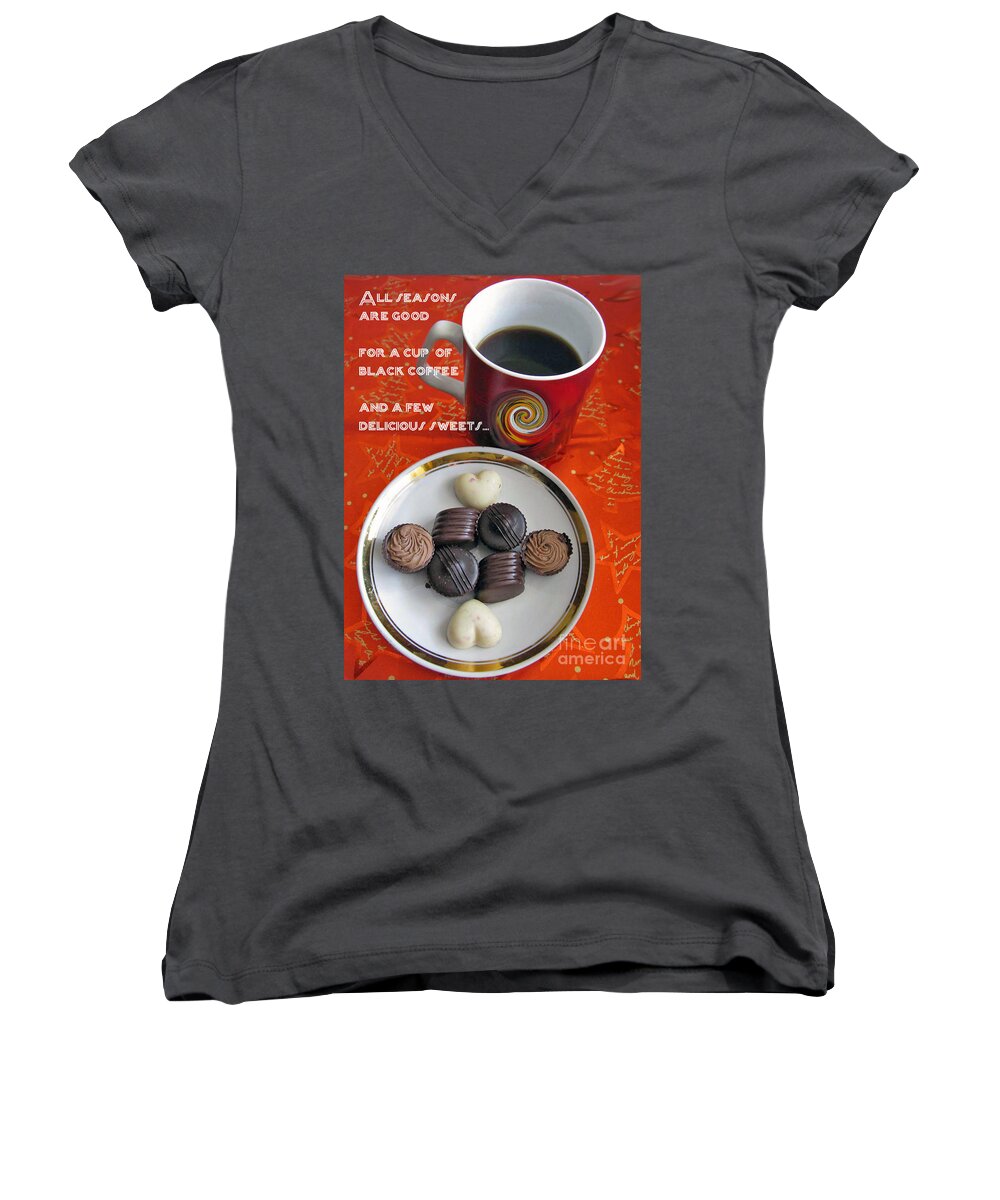 Coffee Women's V-Neck featuring the photograph Coffee season by Ausra Huntington nee Paulauskaite
