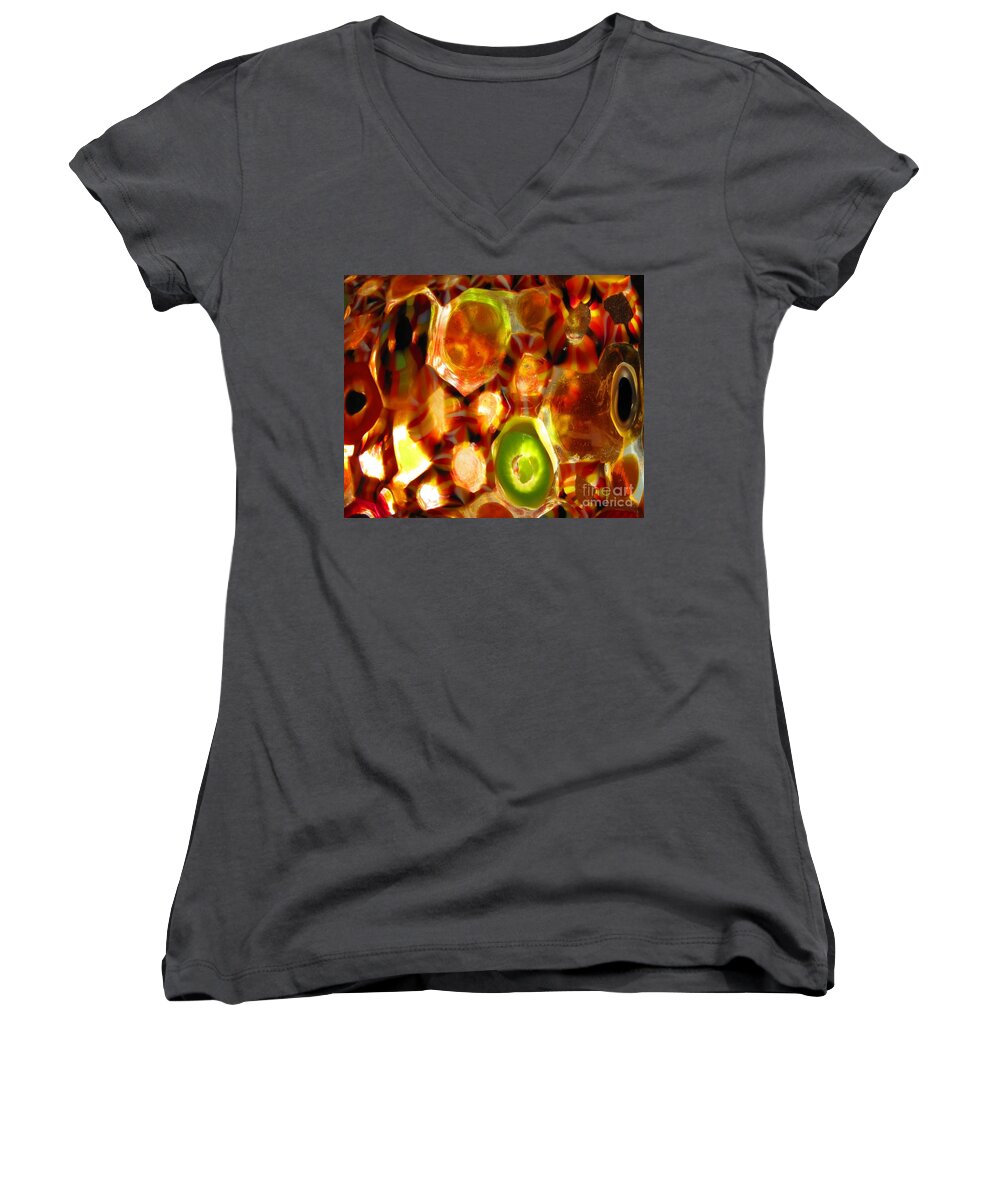 Colorful Abstract Women's V-Neck featuring the photograph Colorful Abstract by Ausra Huntington nee Paulauskaite