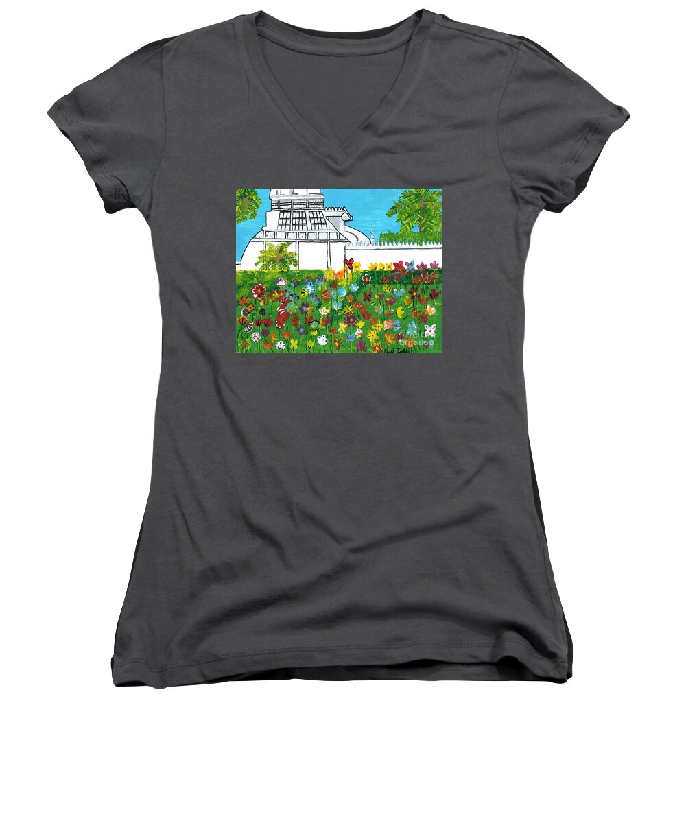 Landscape Women's V-Neck featuring the painting Conservatory by Paul Fields