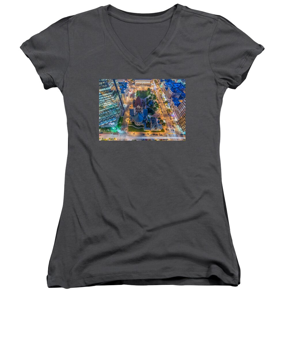 Boston Women's V-Neck featuring the photograph Copley by Bryan Xavier