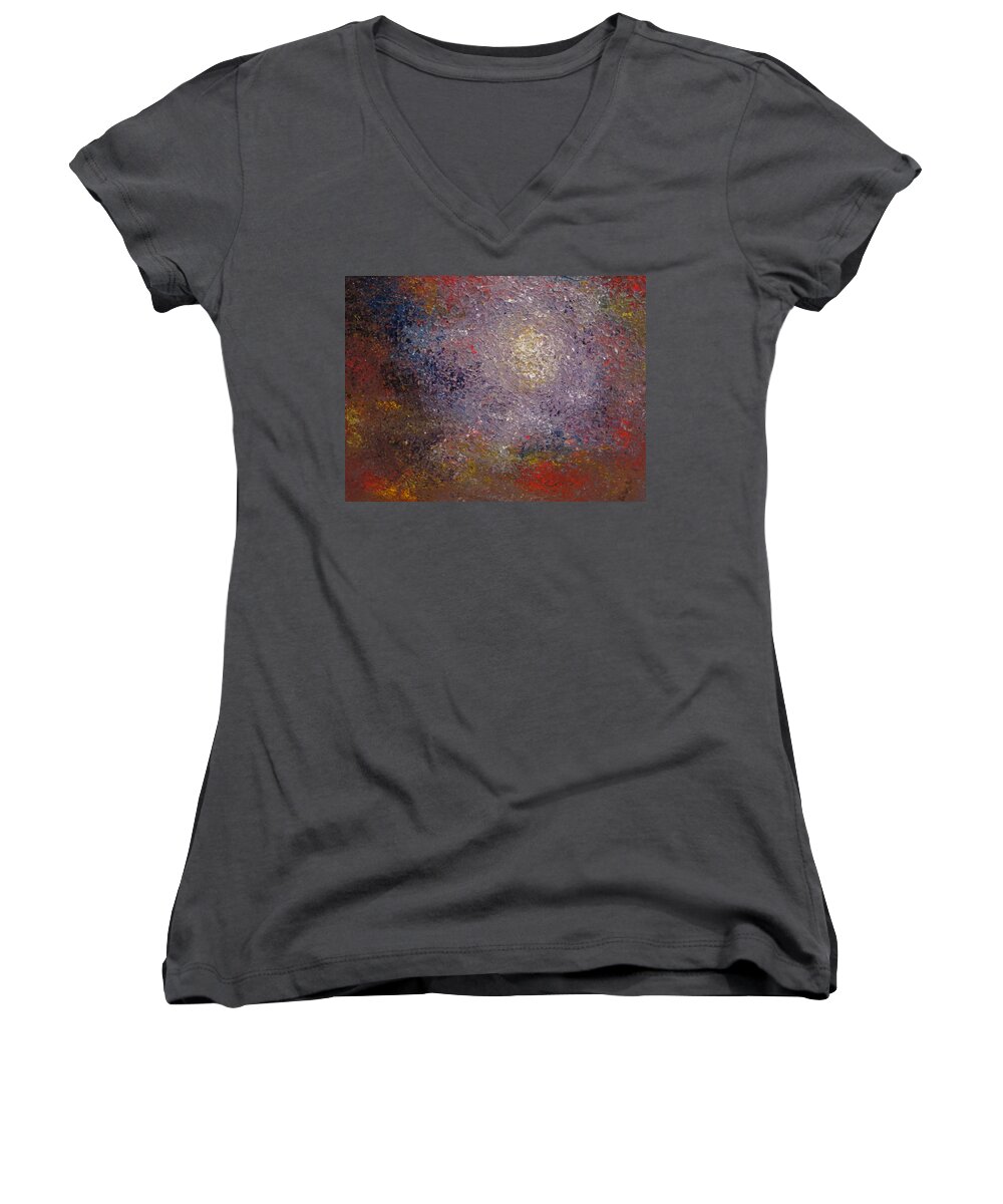 Abstract Women's V-Neck featuring the painting Cosmos by Soraya Silvestri