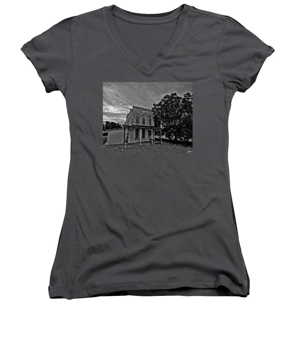 Cotton Women's V-Neck featuring the photograph Cotton Office by David Zarecor