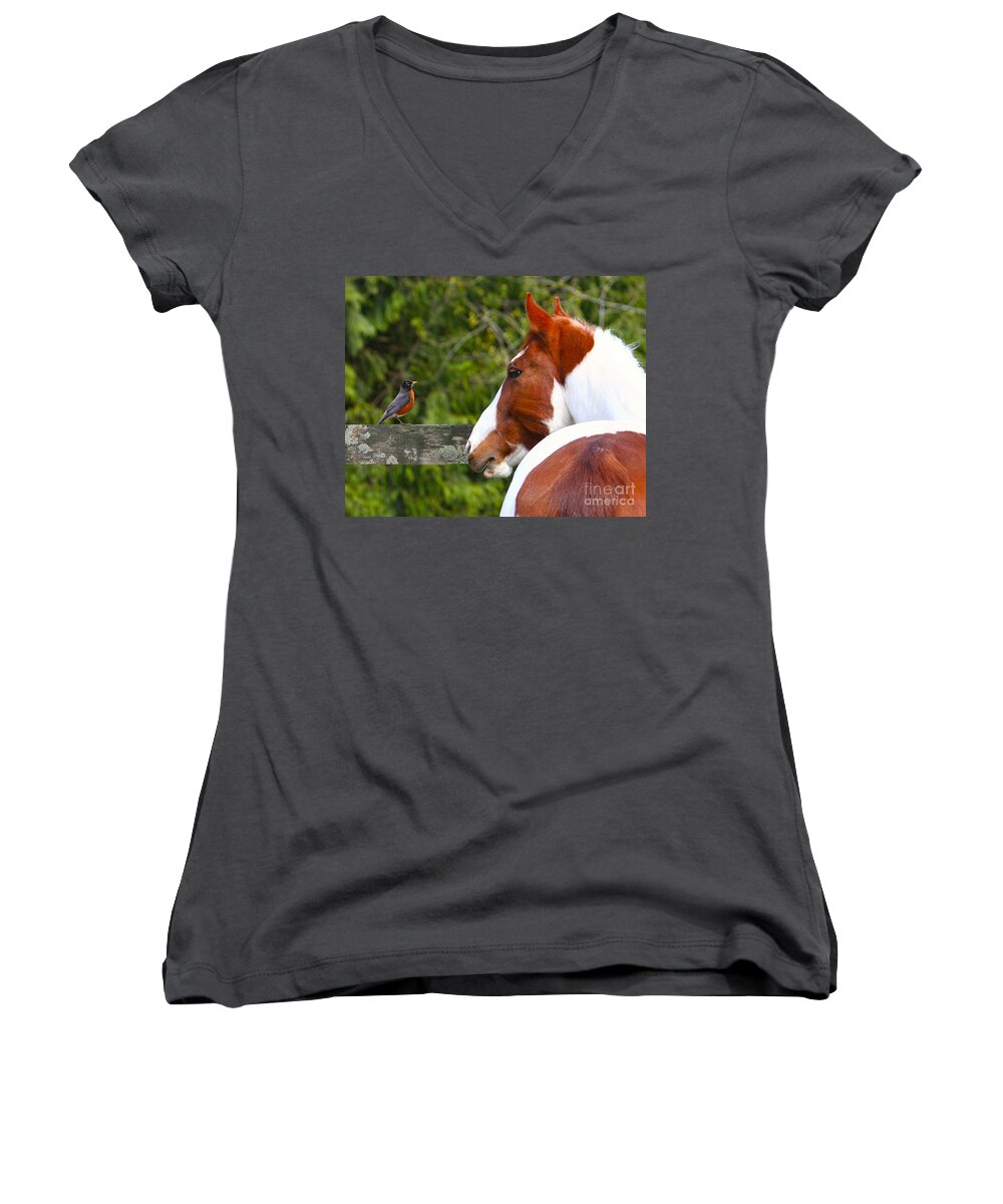 Nature Women's V-Neck featuring the photograph Telepathic by Michelle Twohig