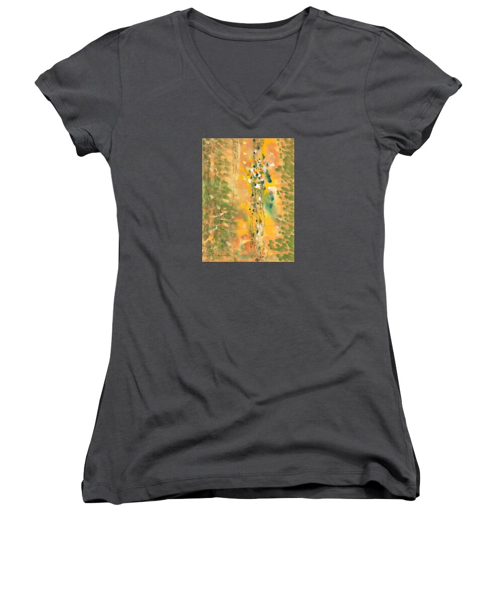Abstract Women's V-Neck featuring the painting Dance of the Elementals by Lynda Hoffman-Snodgrass