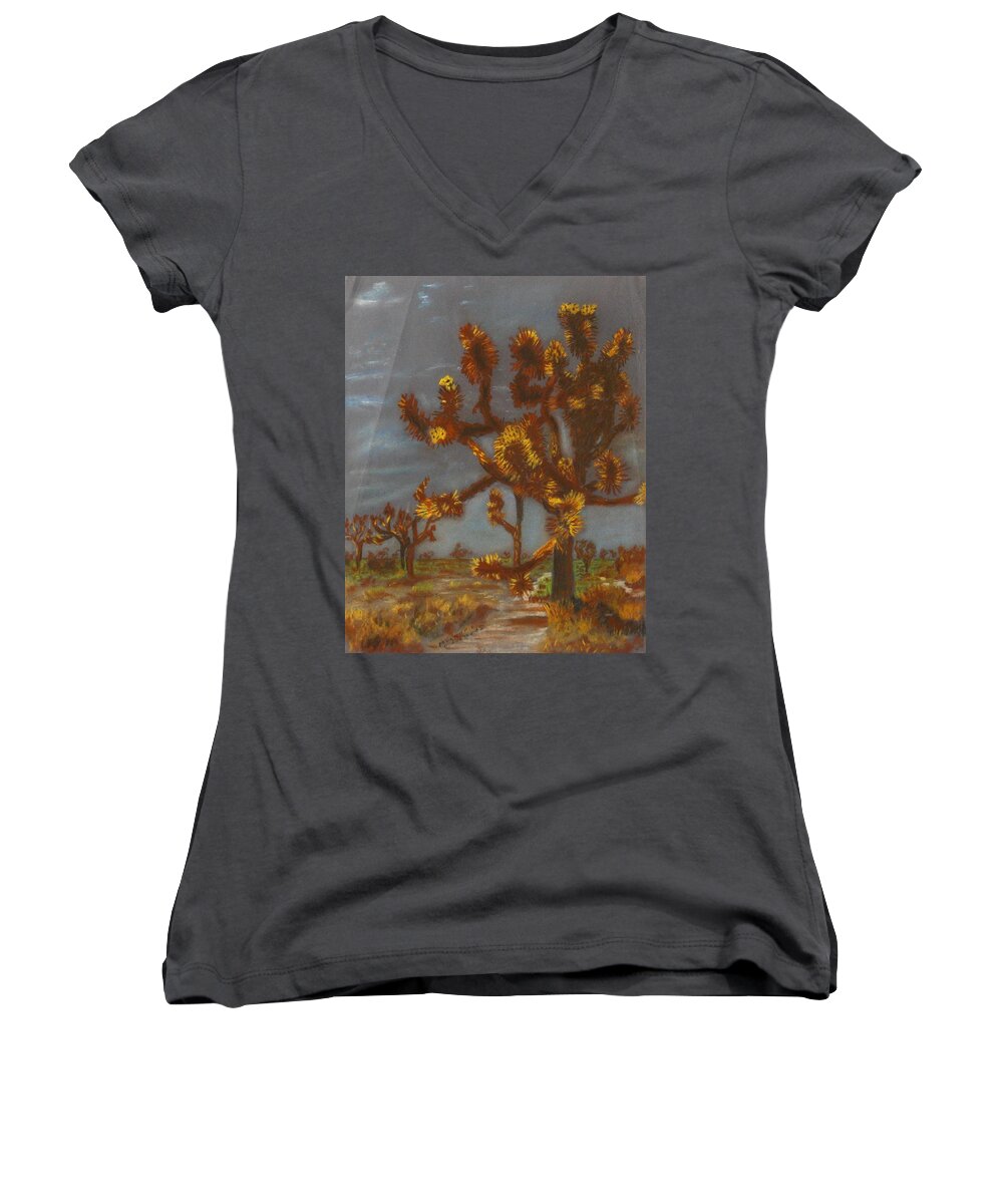Nature Women's V-Neck featuring the pastel Dessert Trees by Michael Anthony Edwards