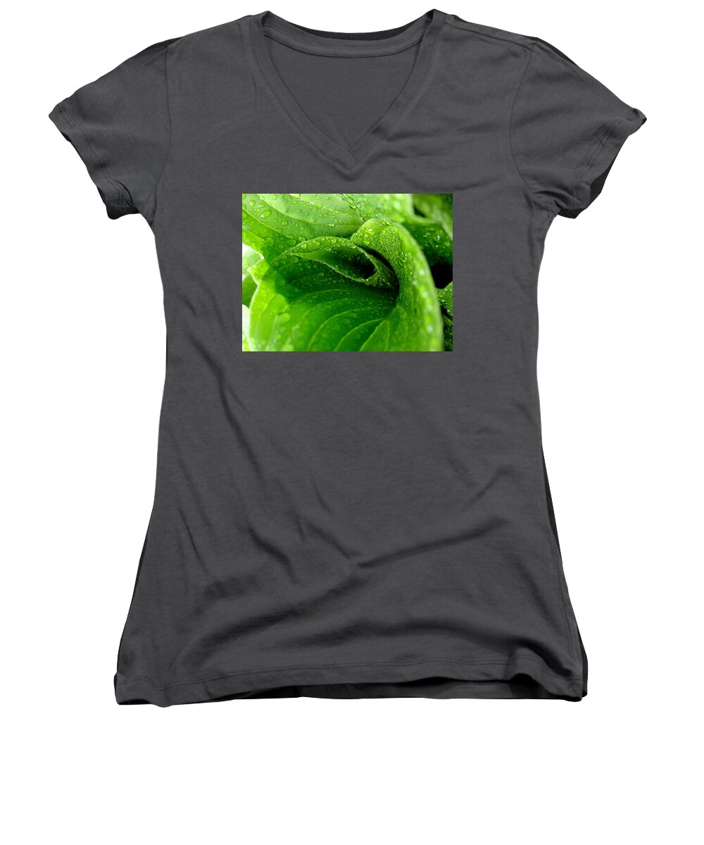 Dew Drops Women's V-Neck featuring the photograph Dew Drops by Lisa Phillips