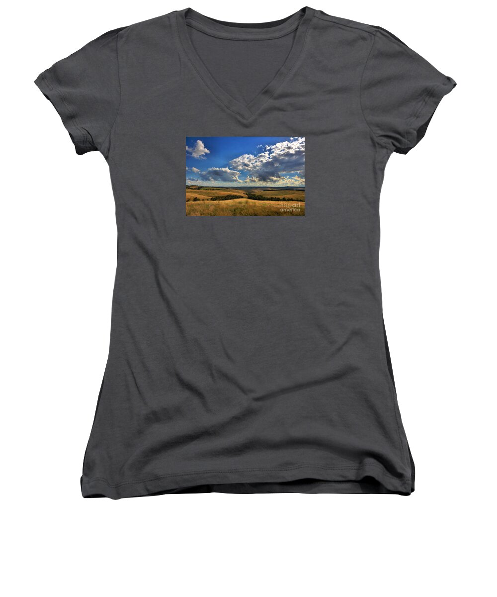 Donny Brook Hills Women's V-Neck featuring the photograph Donny Brook Hills by Joy Watson