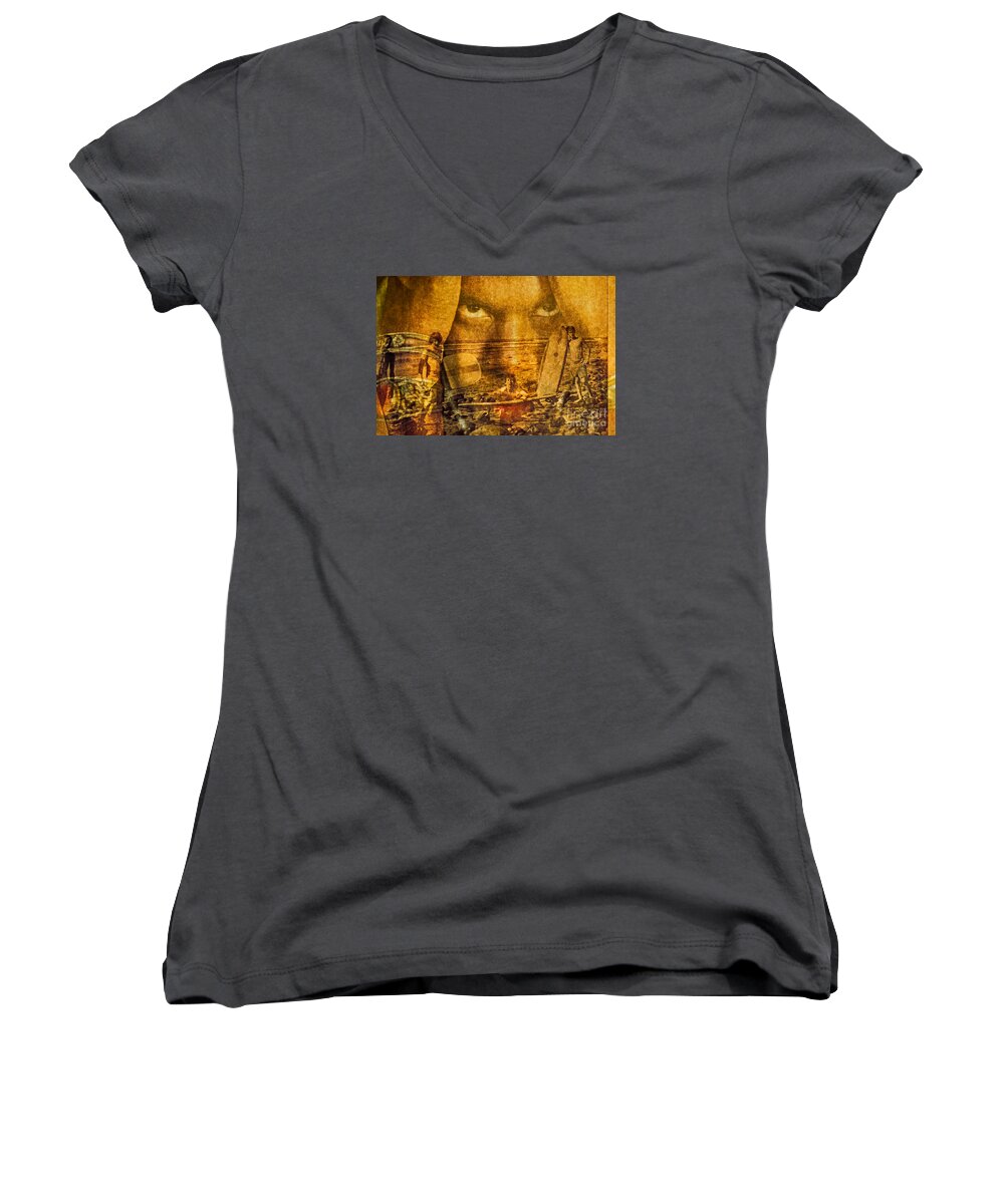 Surf Women's V-Neck featuring the photograph Don't be Afraid of the Surf by Michael Cinnamond