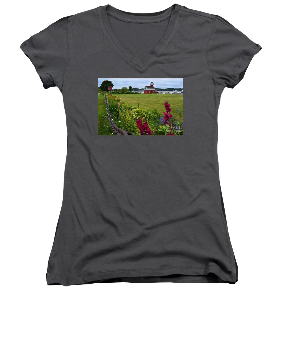 Douglas Women's V-Neck featuring the photograph Douglas Lighthouse Water Tower by Amy Lucid