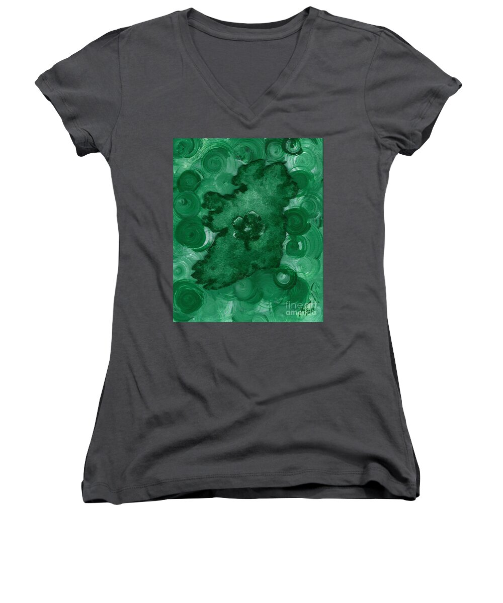Eire Women's V-Neck featuring the painting Eire Heart of Ireland by Alys Caviness-Gober