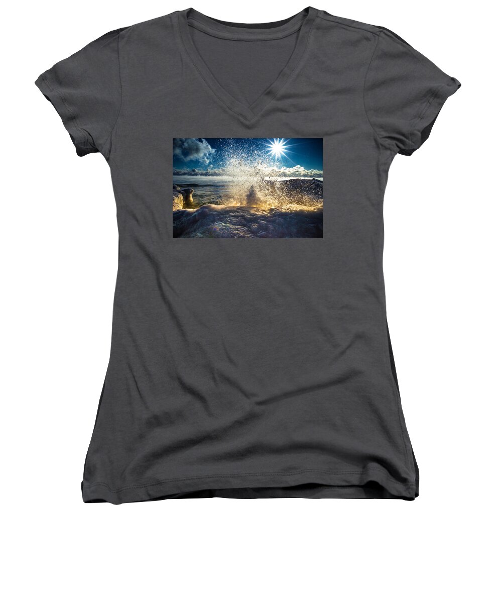 Wave Women's V-Neck featuring the photograph Eruption by James Meyer