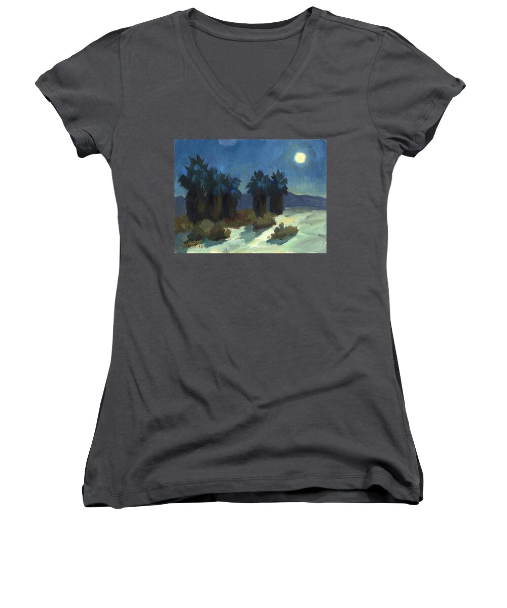 Evening Solitude Women's V-Neck featuring the painting Evening Solitude by Diane McClary