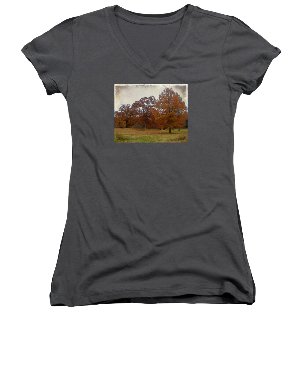 Fall Women's V-Neck featuring the photograph Fall On Antioch Road by Lee Owenby