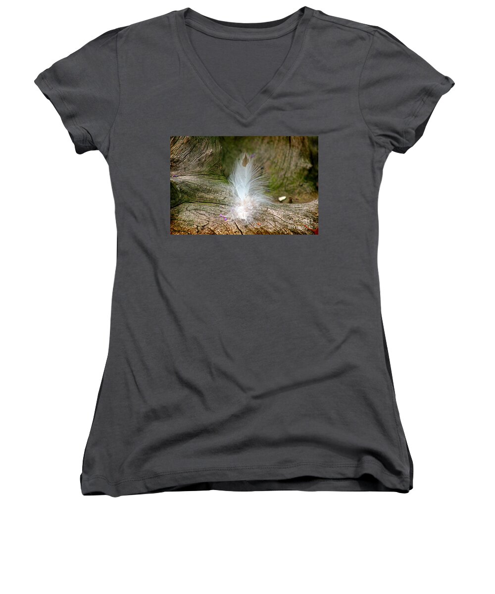 Feather Women's V-Neck featuring the photograph Feather by Karen Adams