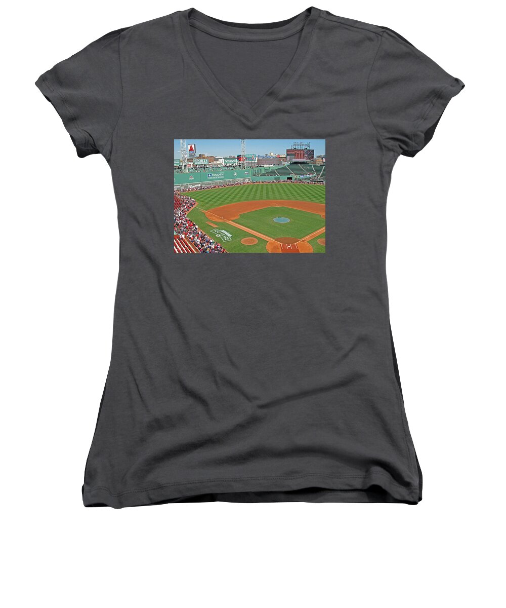 Fenway Park Women's V-Neck featuring the photograph Fenway One Hundred Years by Barbara McDevitt