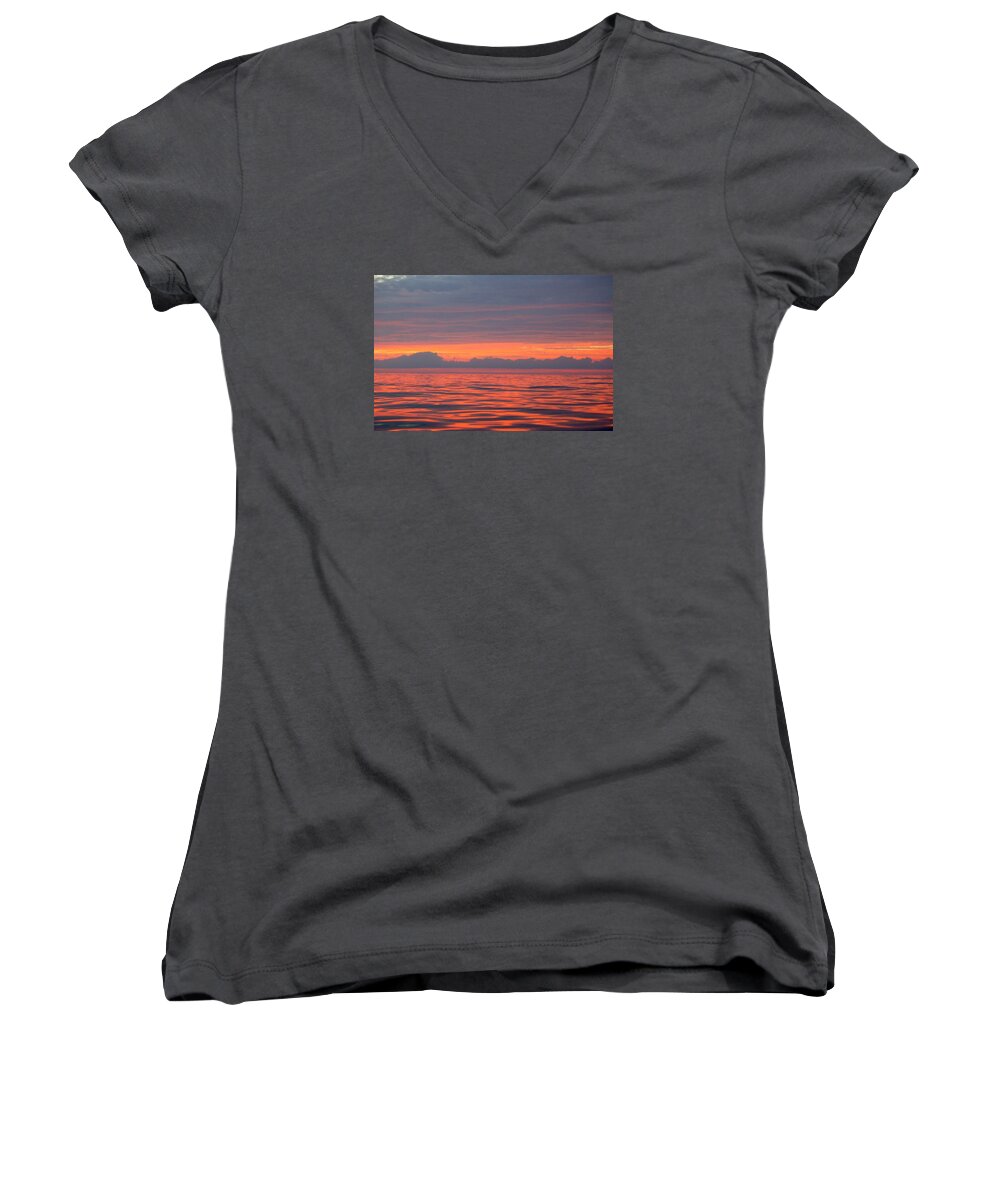 Sunset Women's V-Neck featuring the photograph Fire in the Sky by Christopher James