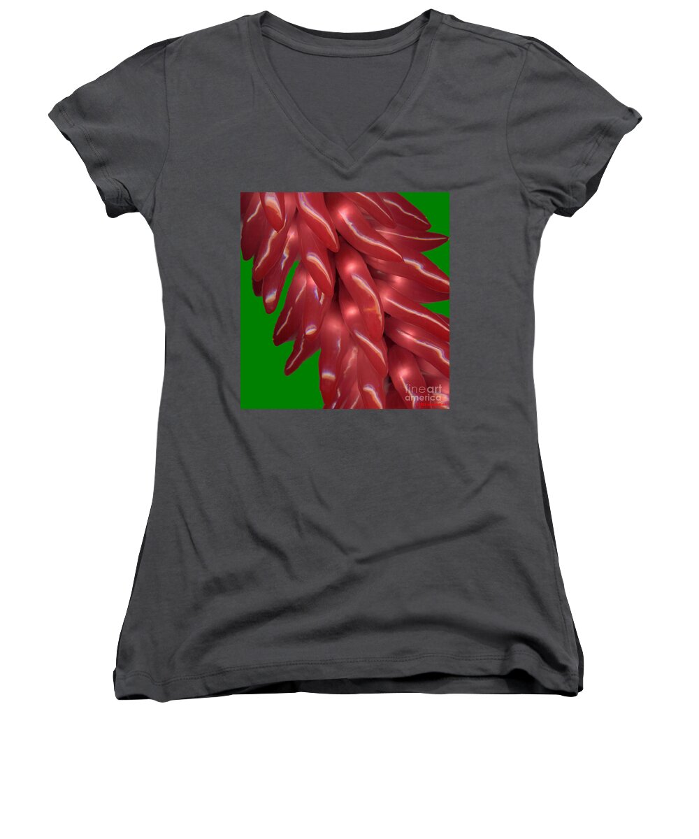 Pepper Women's V-Neck featuring the photograph Firey Peppers by Joseph Baril