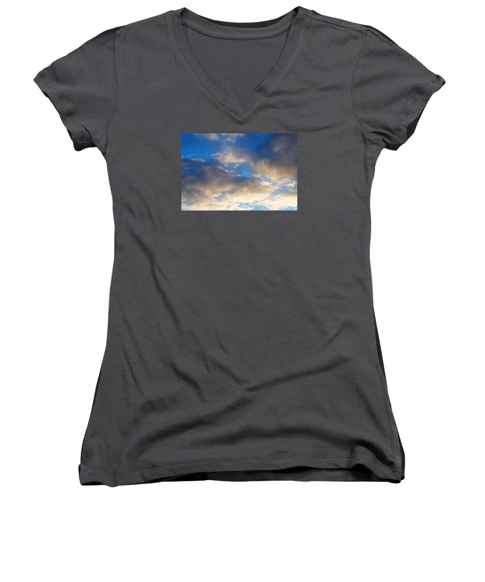 Clouds Women's V-Neck featuring the photograph First Morning Clouds of Fall 2013 by Daniel Thompson