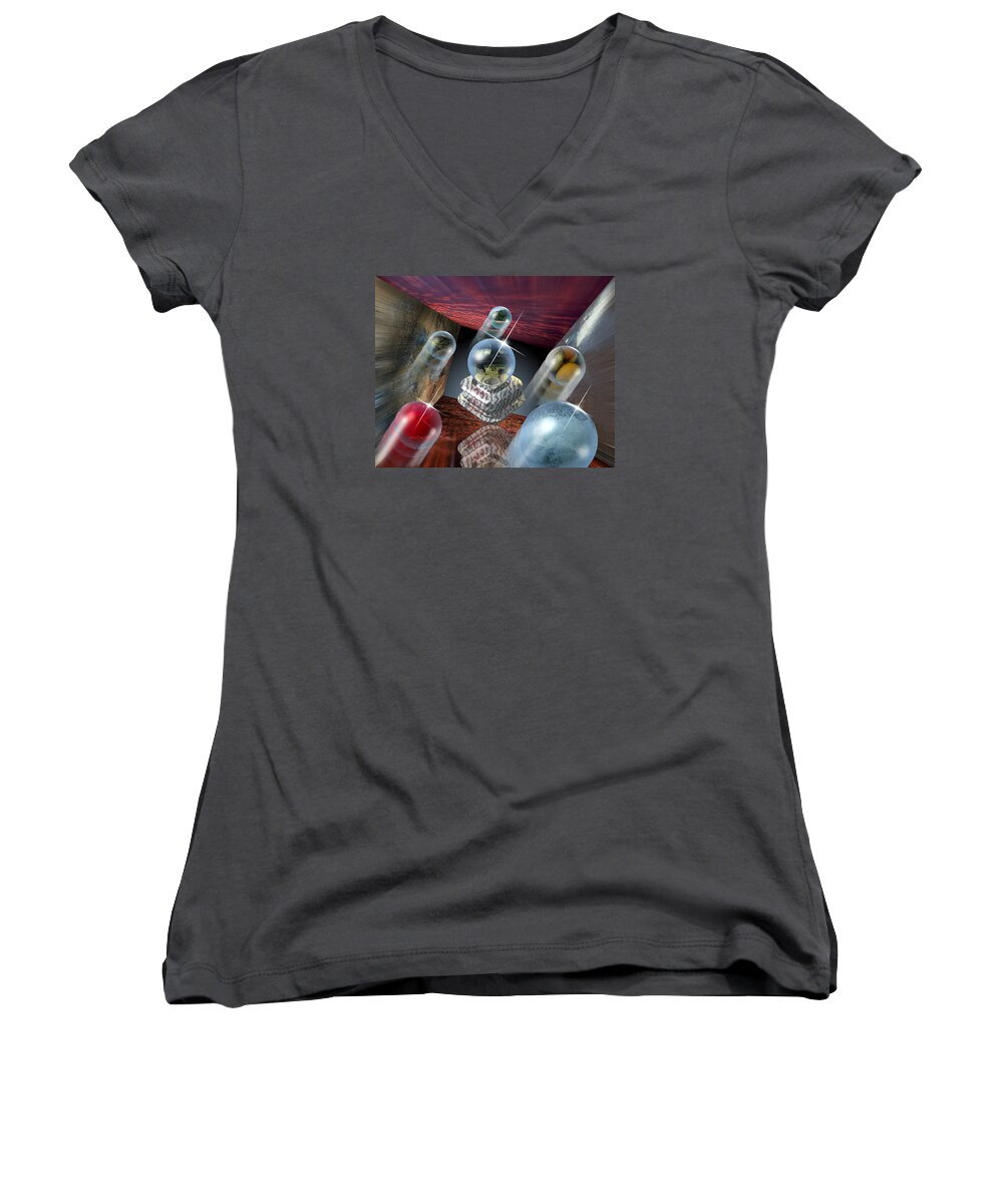 Flowers Women's V-Neck featuring the digital art Fleeting Thoughts by Linda Carruth