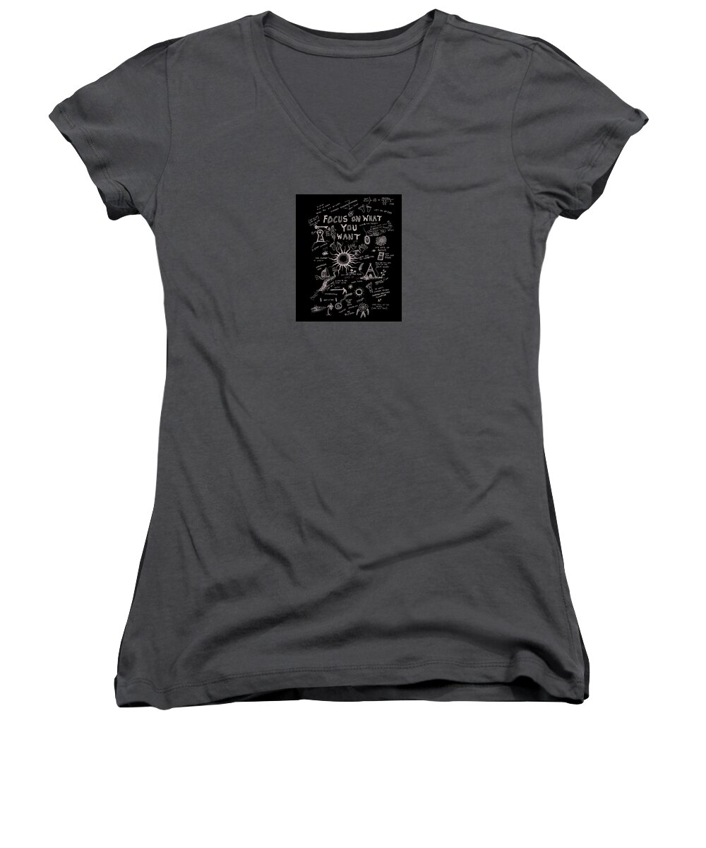 Focusonwhatyouwant Women's V-Neck featuring the drawing Focus on what you want by Paul Carter