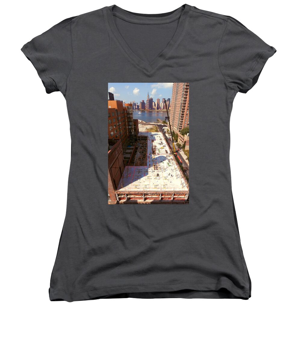  Women's V-Neck featuring the photograph Fourth Floor Slab by Steve Sahm