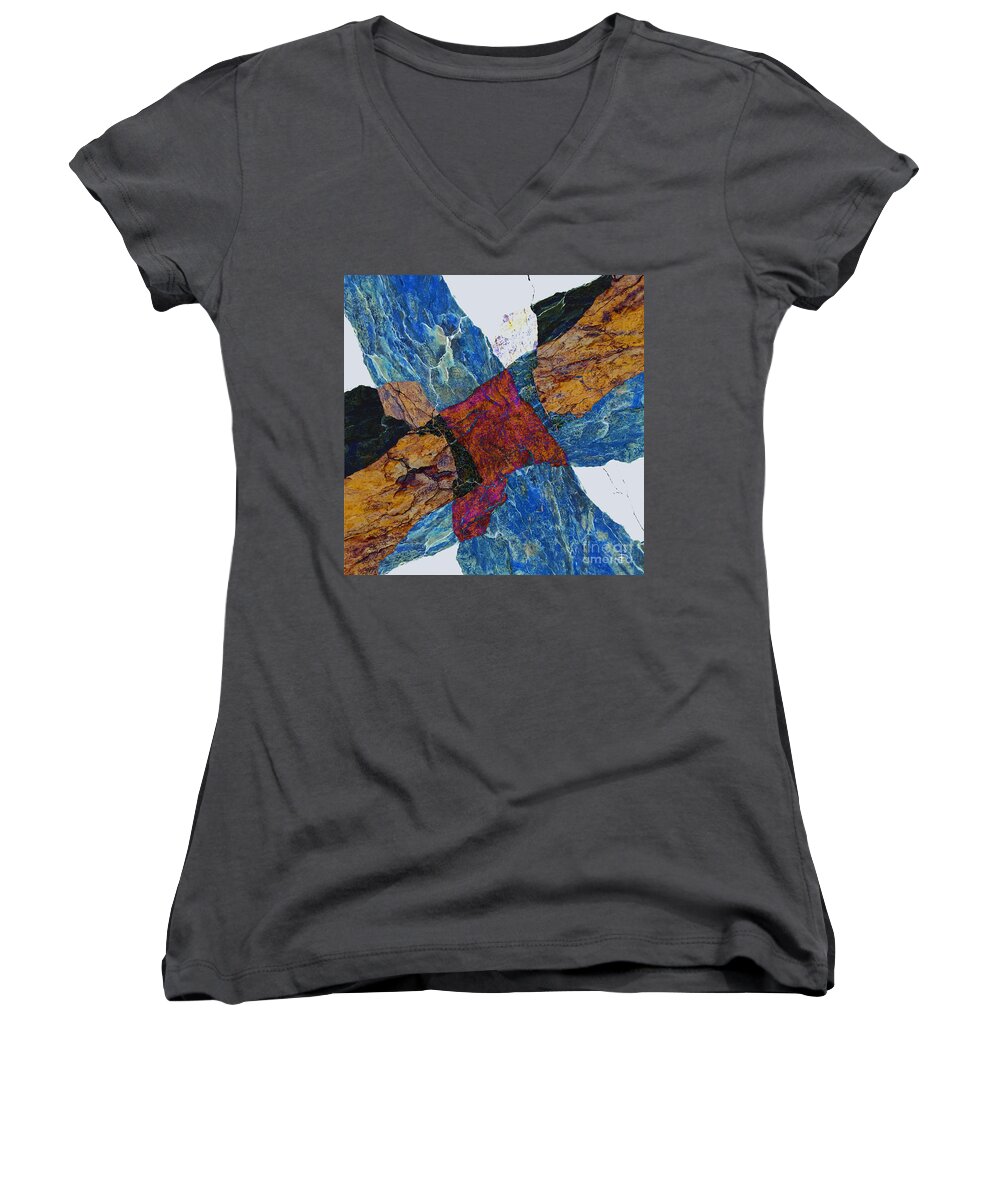 Fracture Women's V-Neck featuring the photograph Fracture section X by Paul Davenport