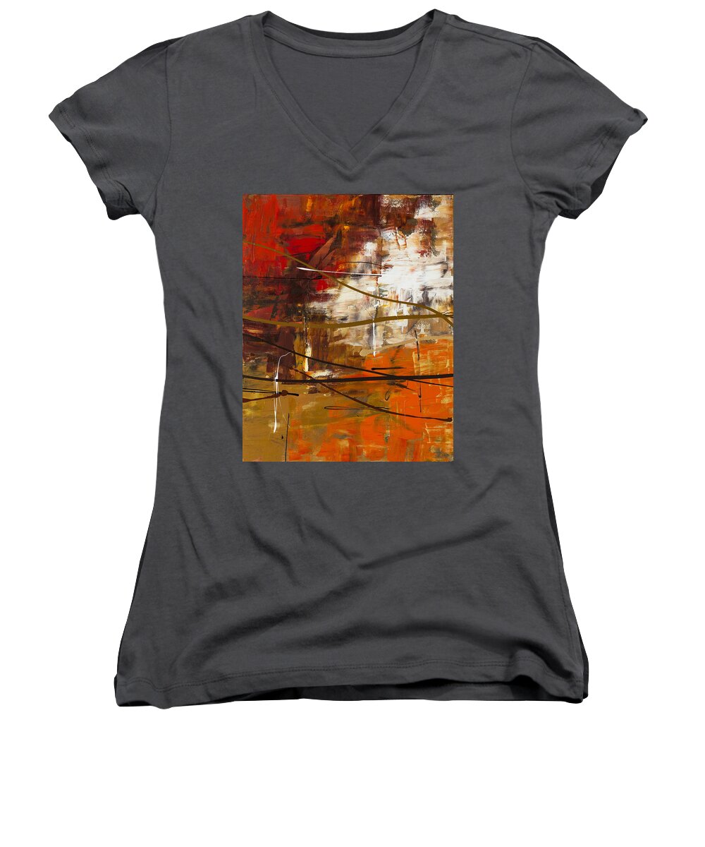 Abstract Art Women's V-Neck featuring the painting Funtastic 2 by Carmen Guedez