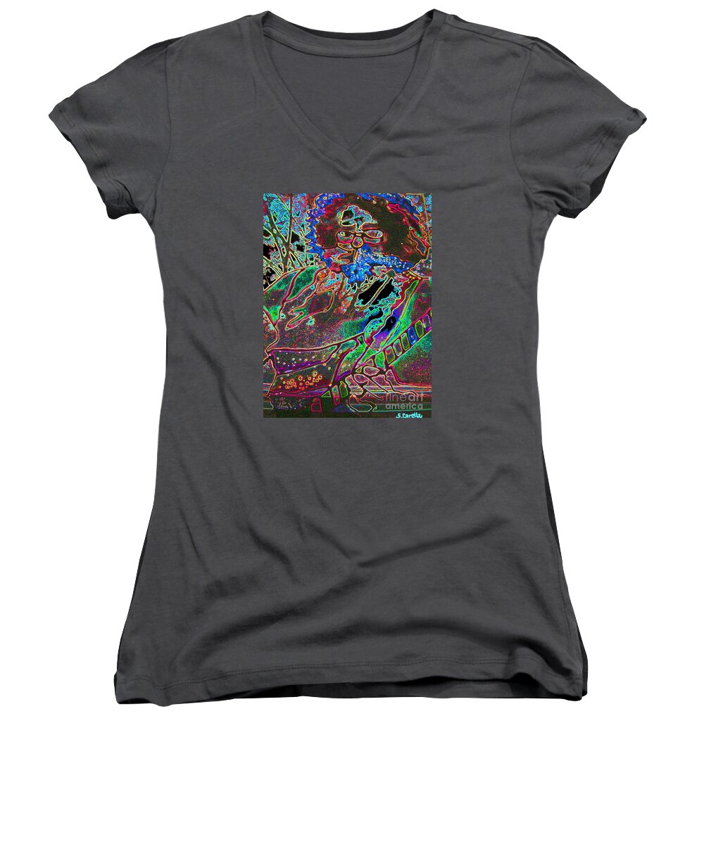 Jerry Women's V-Neck featuring the photograph In And Out Of The Garden Stained Glass by Susan Carella