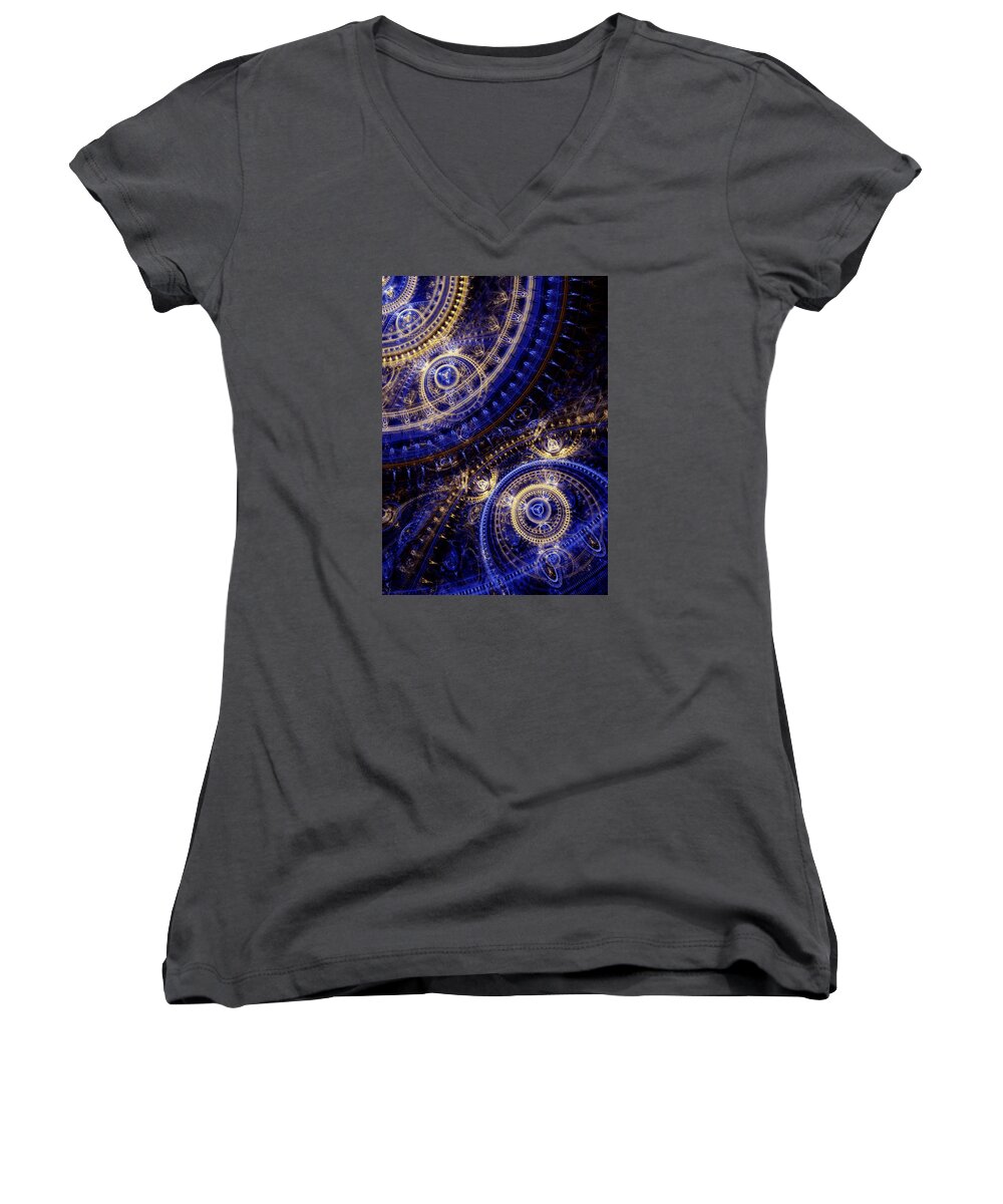 Doctor Who Women's V-Neck featuring the digital art Gears Of Time by Martin Capek