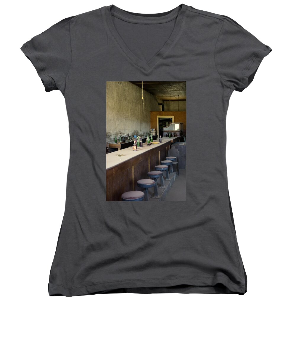 Bar Women's V-Neck featuring the photograph Ghost Town Saloon by Bryant Coffey