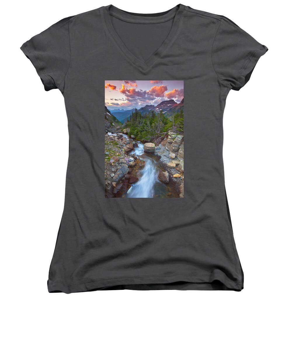 Sunset Women's V-Neck featuring the photograph Glaciers Wild by Darren White